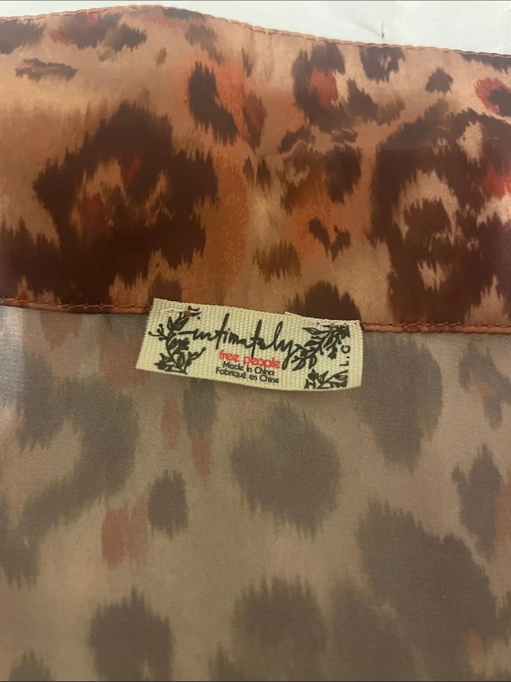 Free People Women’s Leopard Satin Pajama Set - Rust Brown